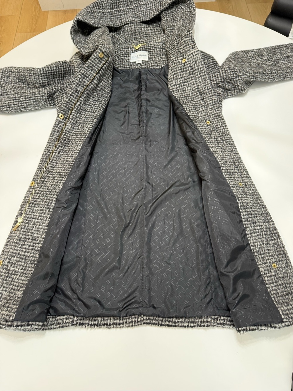 Cole Haan Wool Blend Jacket in Black and Gray Size 8 - Picture 8 of 12